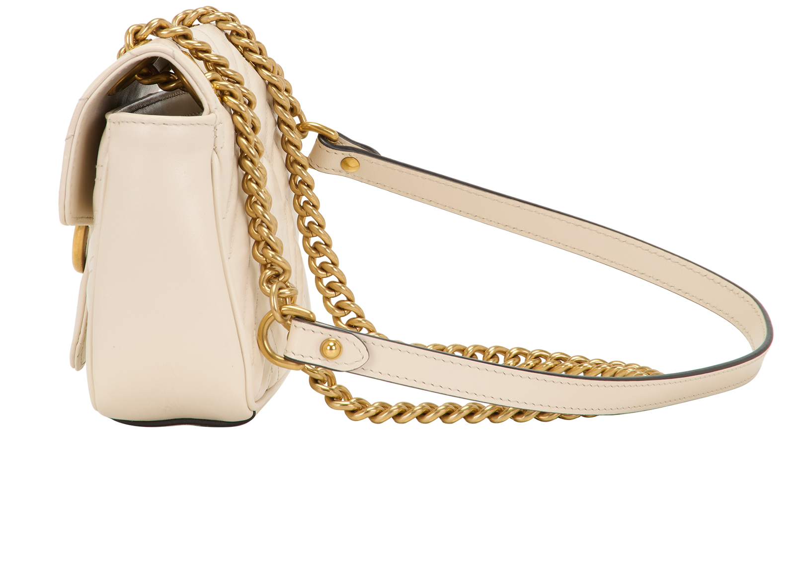 Small GG Marmont Shoulder Bag, &pound;550, Handbags, Cream, Leather, Bottom view